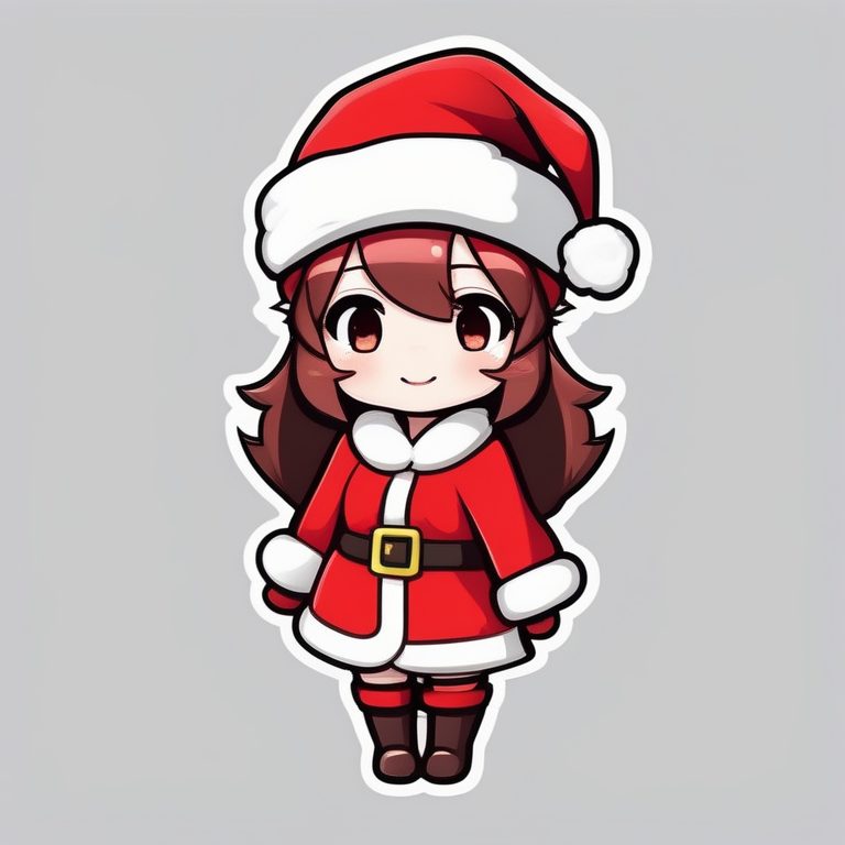 极简卡哇伊Q版圣诞女孩全身照插画