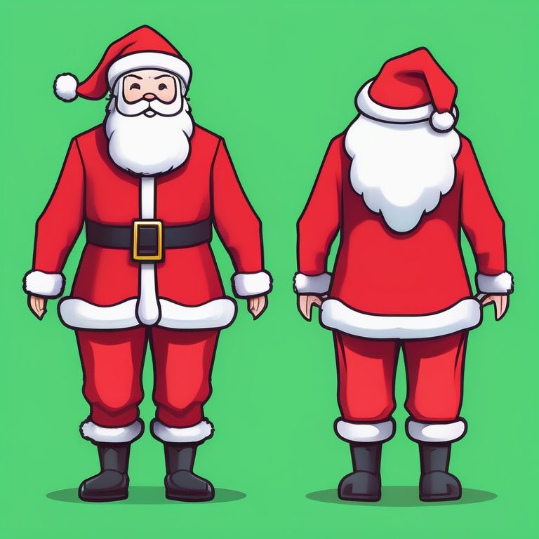 极简卡哇伊圣诞老人Q版角色·绿色背景