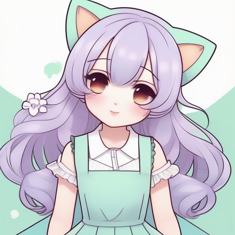 极简Kawaii动漫风Q版猫耳女孩全身形象