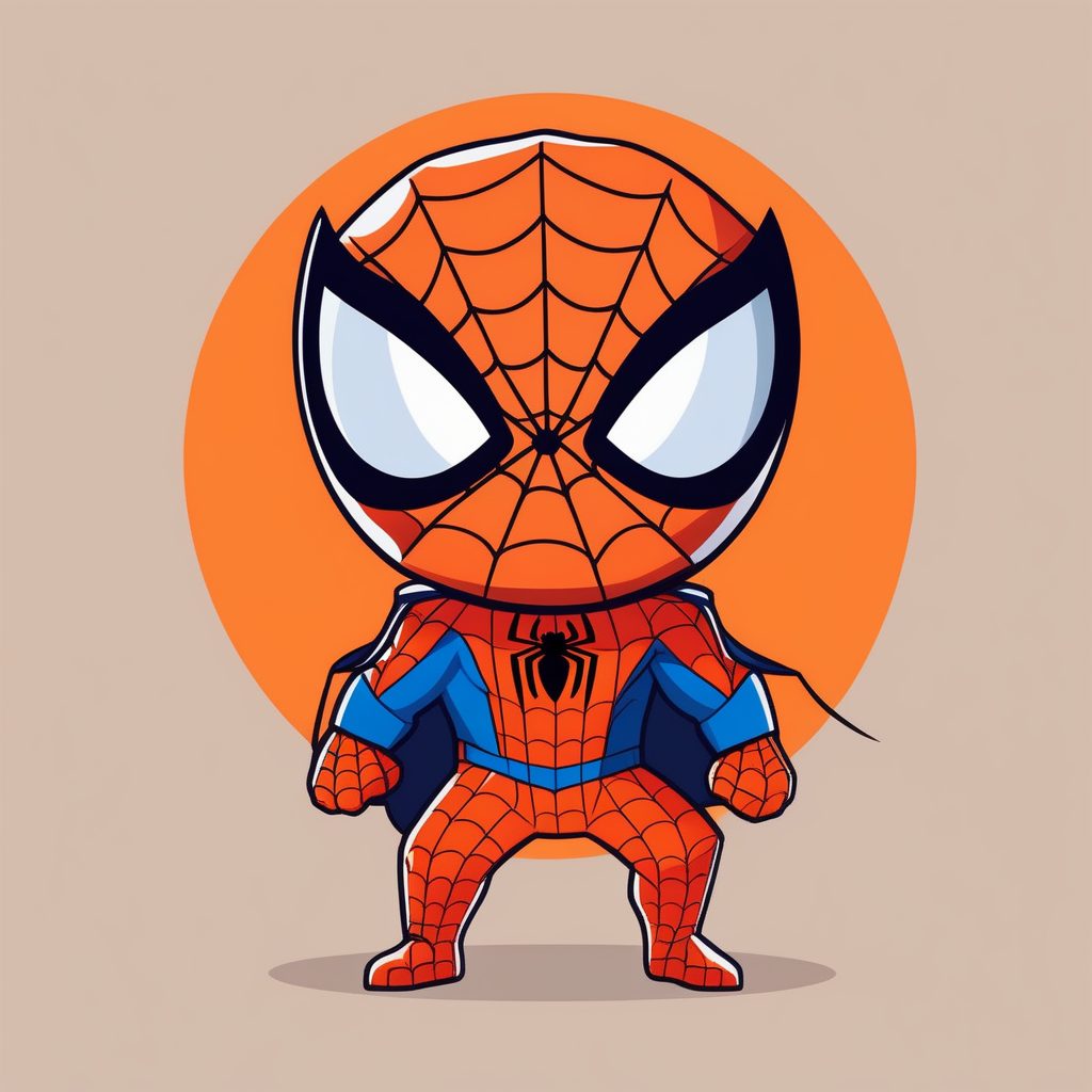 极简可爱橙色Q版迈尔斯蜘蛛侠动漫风