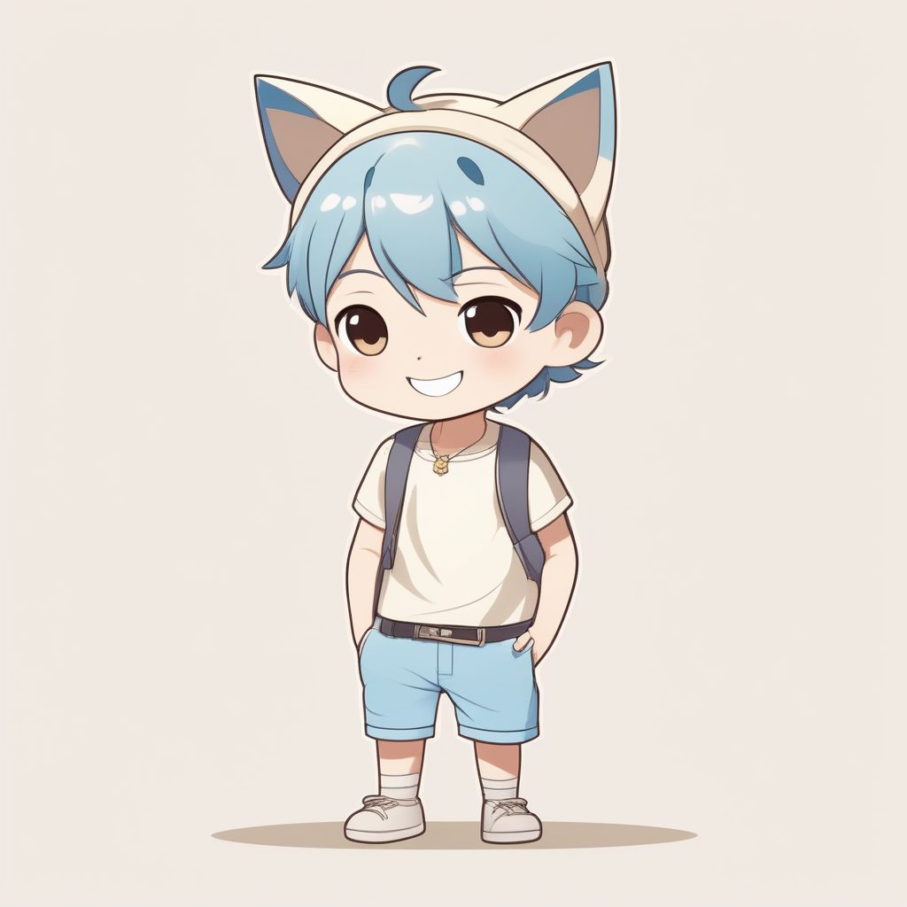 极简可爱动漫Q版猫耳男孩