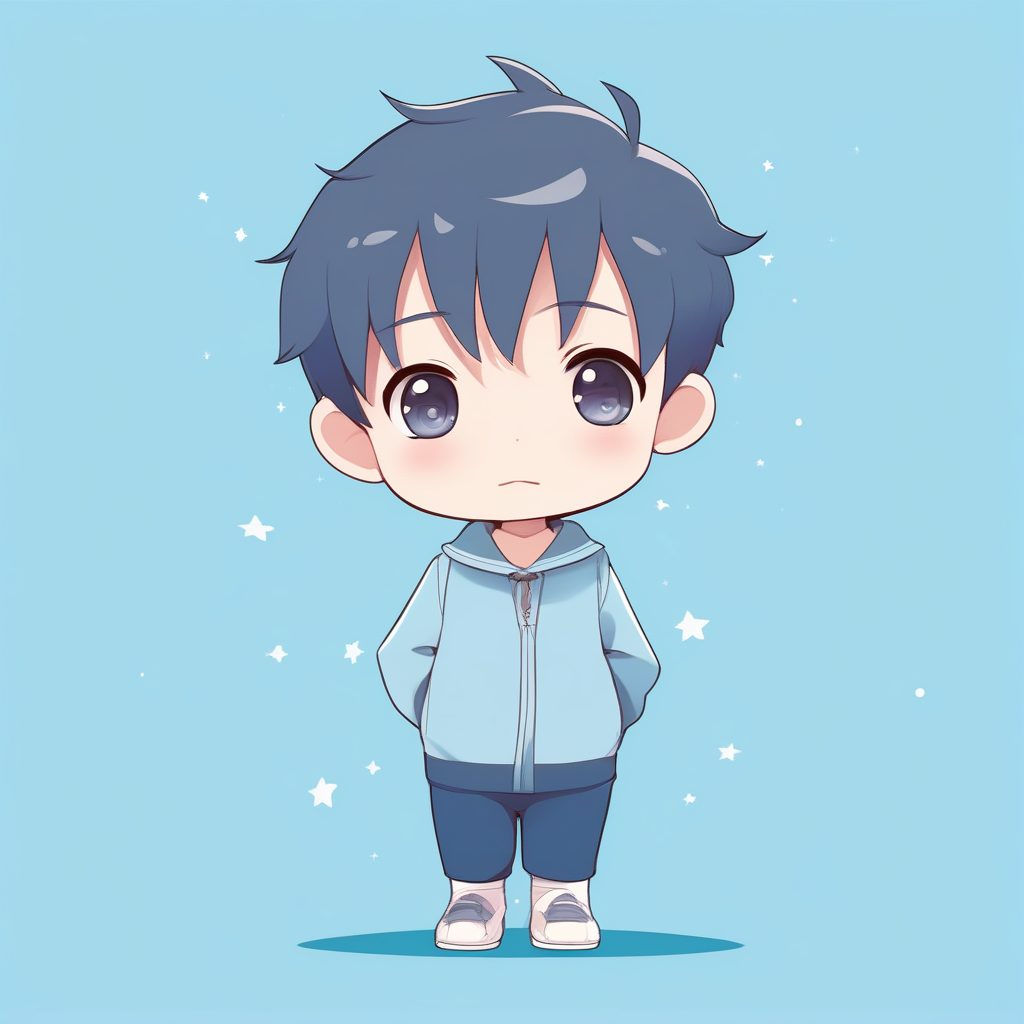 极简可爱风：纯净蓝下的害羞Q版小正太