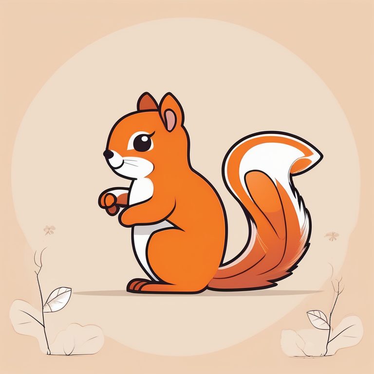 极简可爱风一松鼠卡通插图