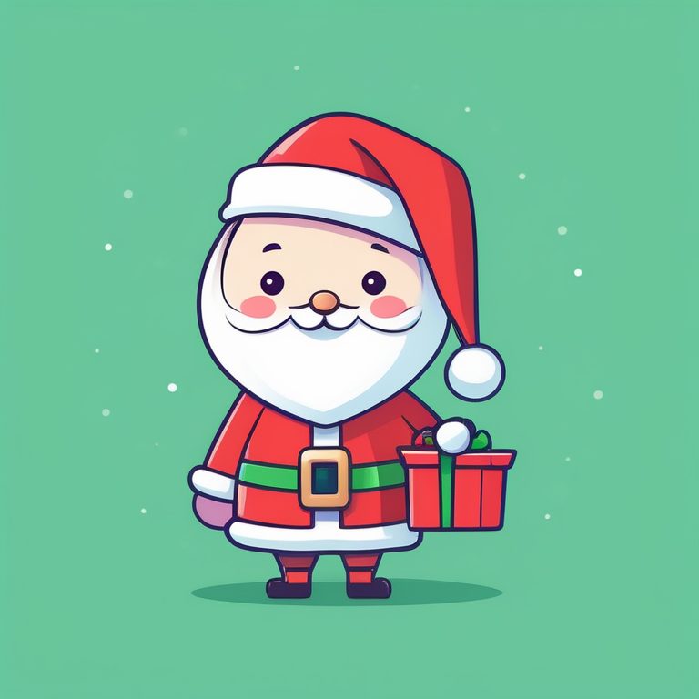 极简可爱Q版动漫圣诞男孩礼物场景