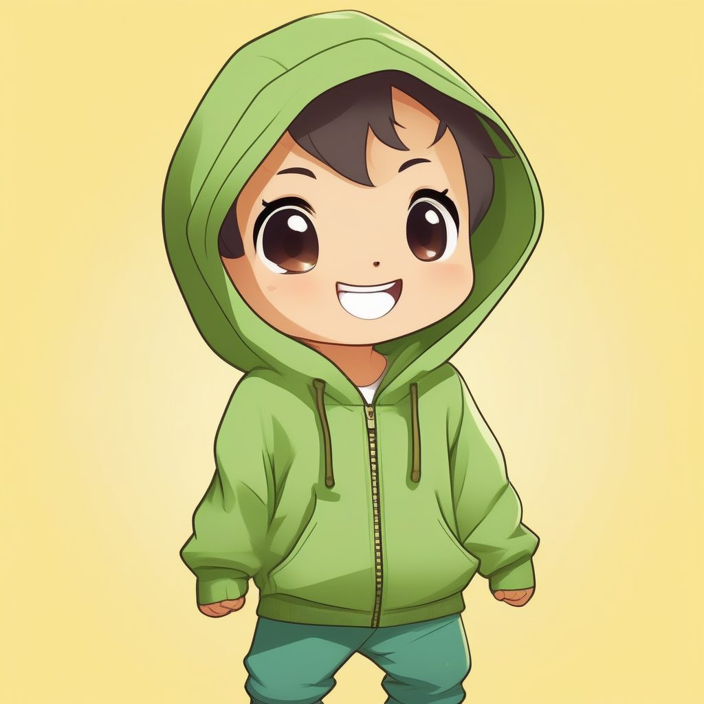 极简可爱Q版男孩AI提示词：恐龙爱好者主题卫衣跳跃姿势