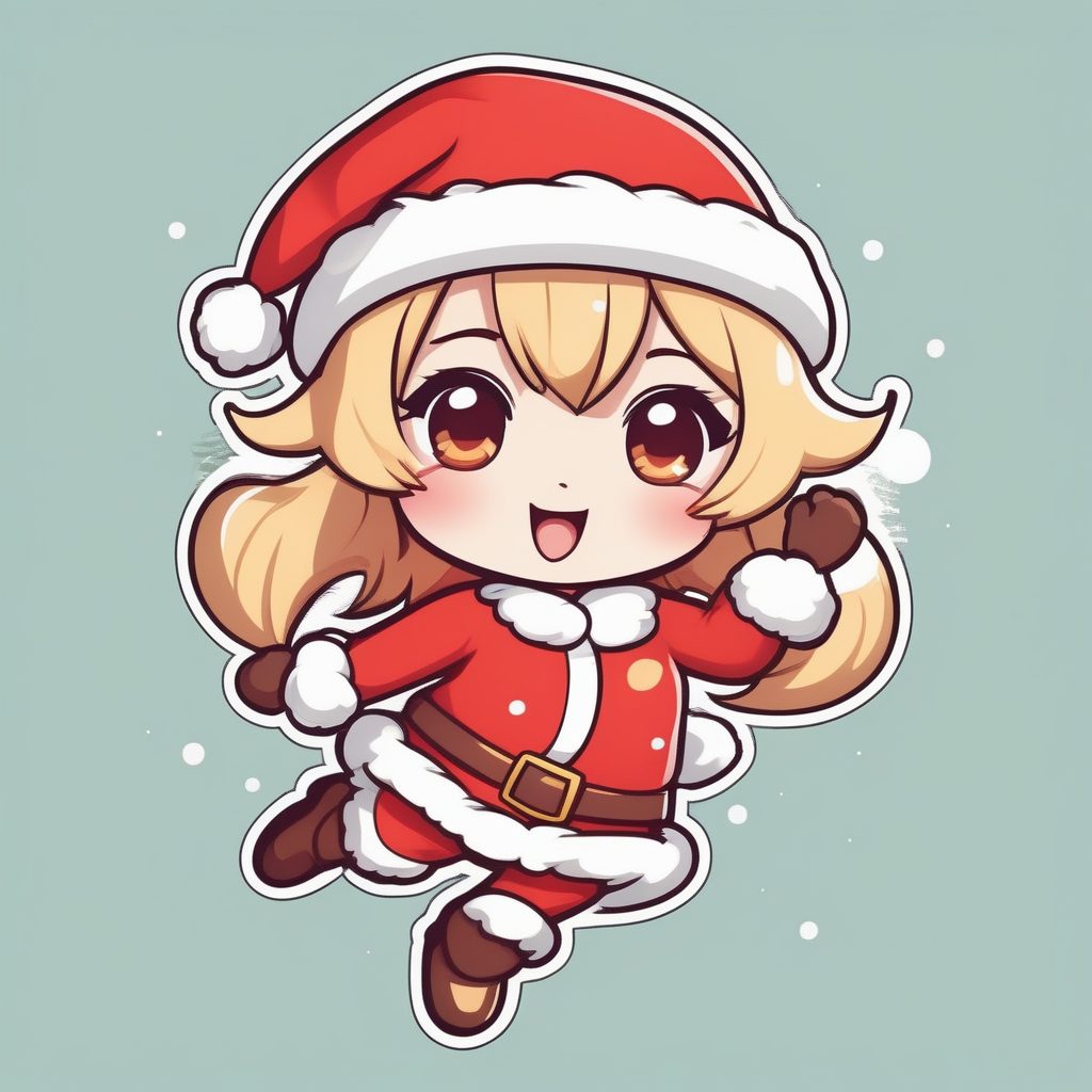 极简可爱Q版圣诞动漫小女孩跳跃姿势