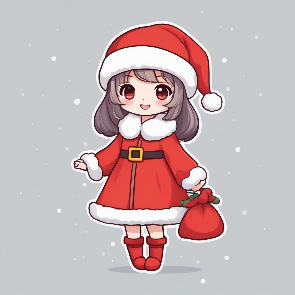 极简可爱Q版圣诞精灵动漫女孩创意造型