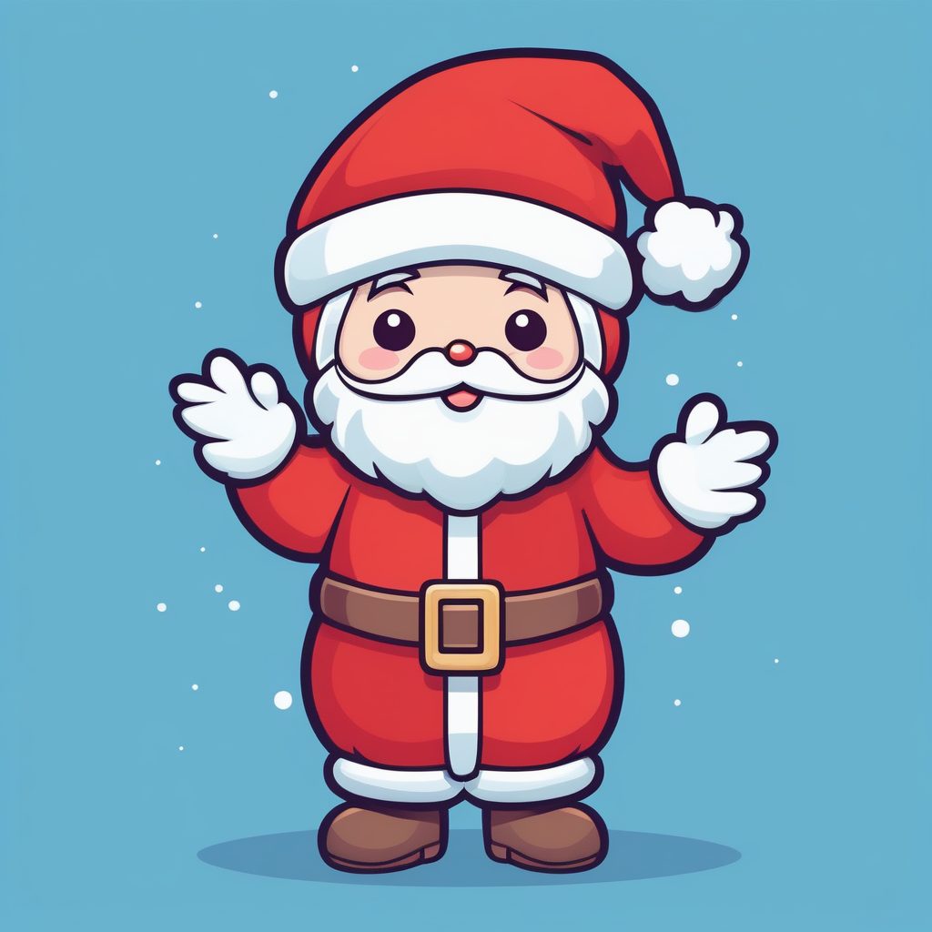 极简可爱Q版圣诞老人挥手插画