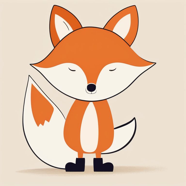 极简可爱童话插画风格 一只穿靴子的狐狸