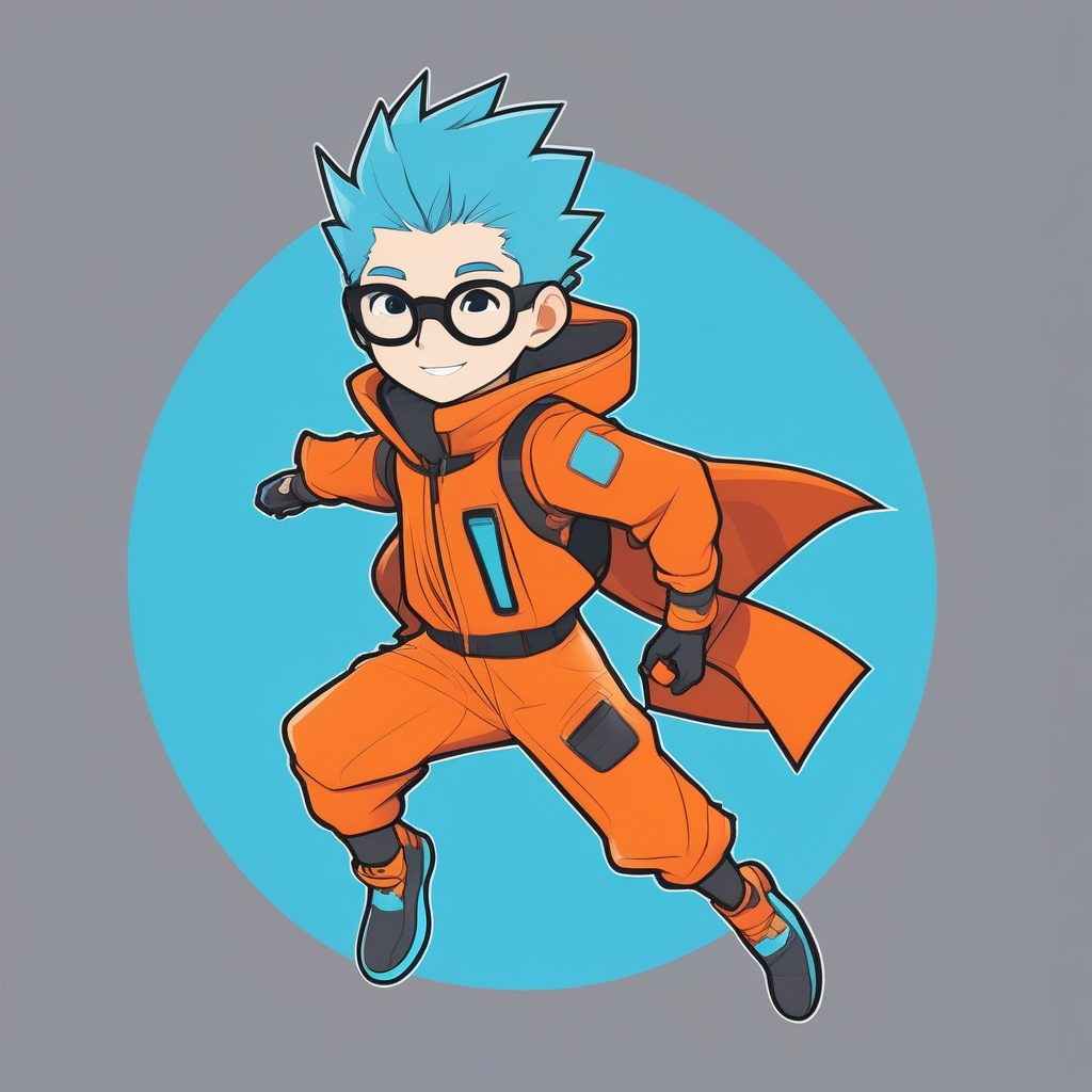 极简科幻未来风Q版男孩：2D跳跃全身立绘高品质提示词