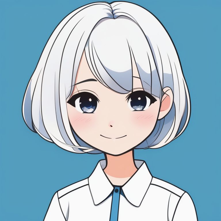 极简蓝色背景Q版动漫少女造型