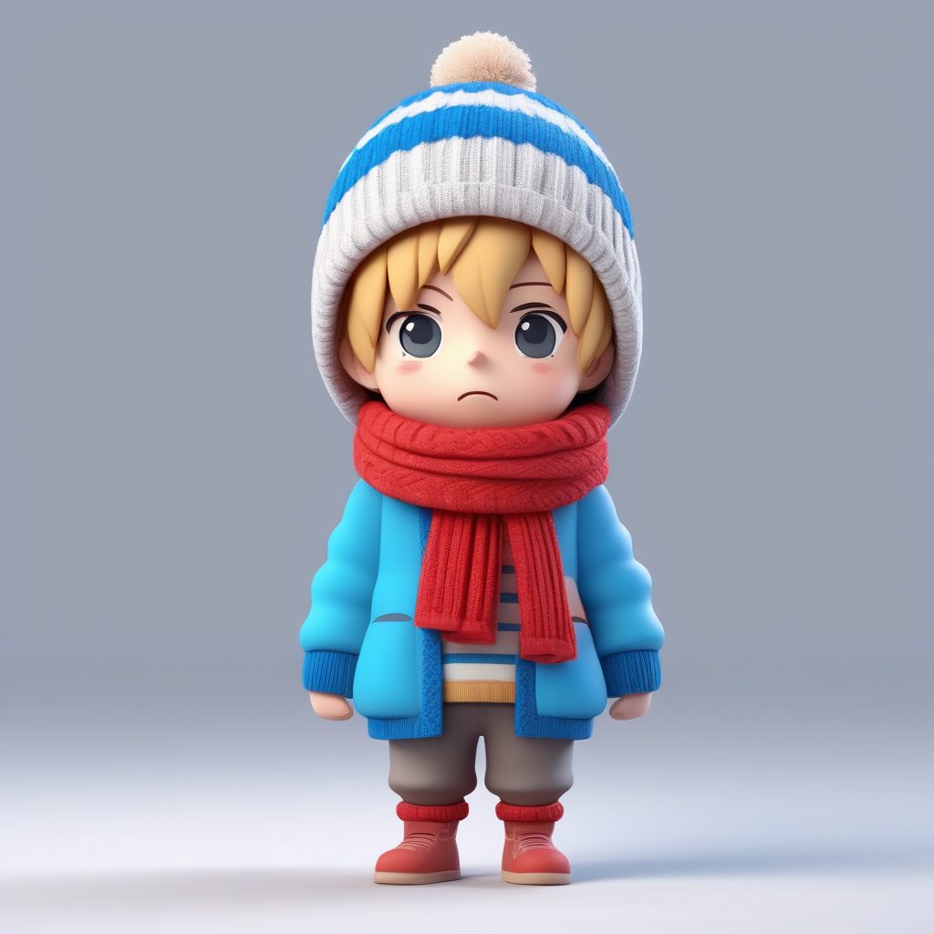 极简立体Q版冬季穿搭男孩 3D粘土风盲盒设计 1 极简立体Q版冬季穿搭男孩 3D粘土风盲盒设计