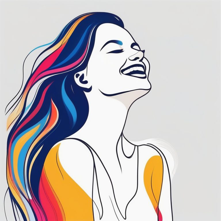 极简流行线条艺术:微笑女孩