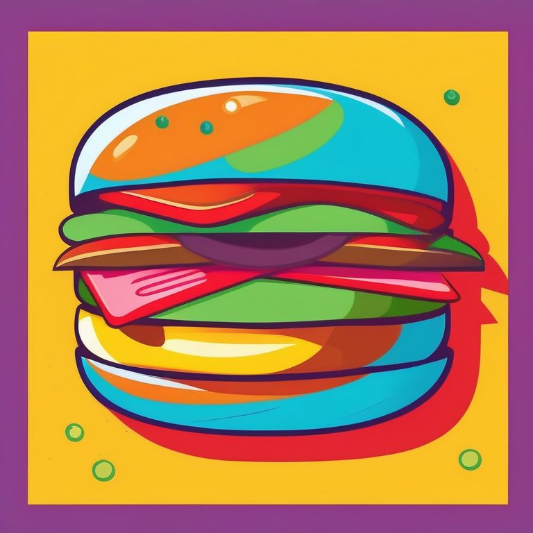 极简流行艺术风一个汉堡平面插画