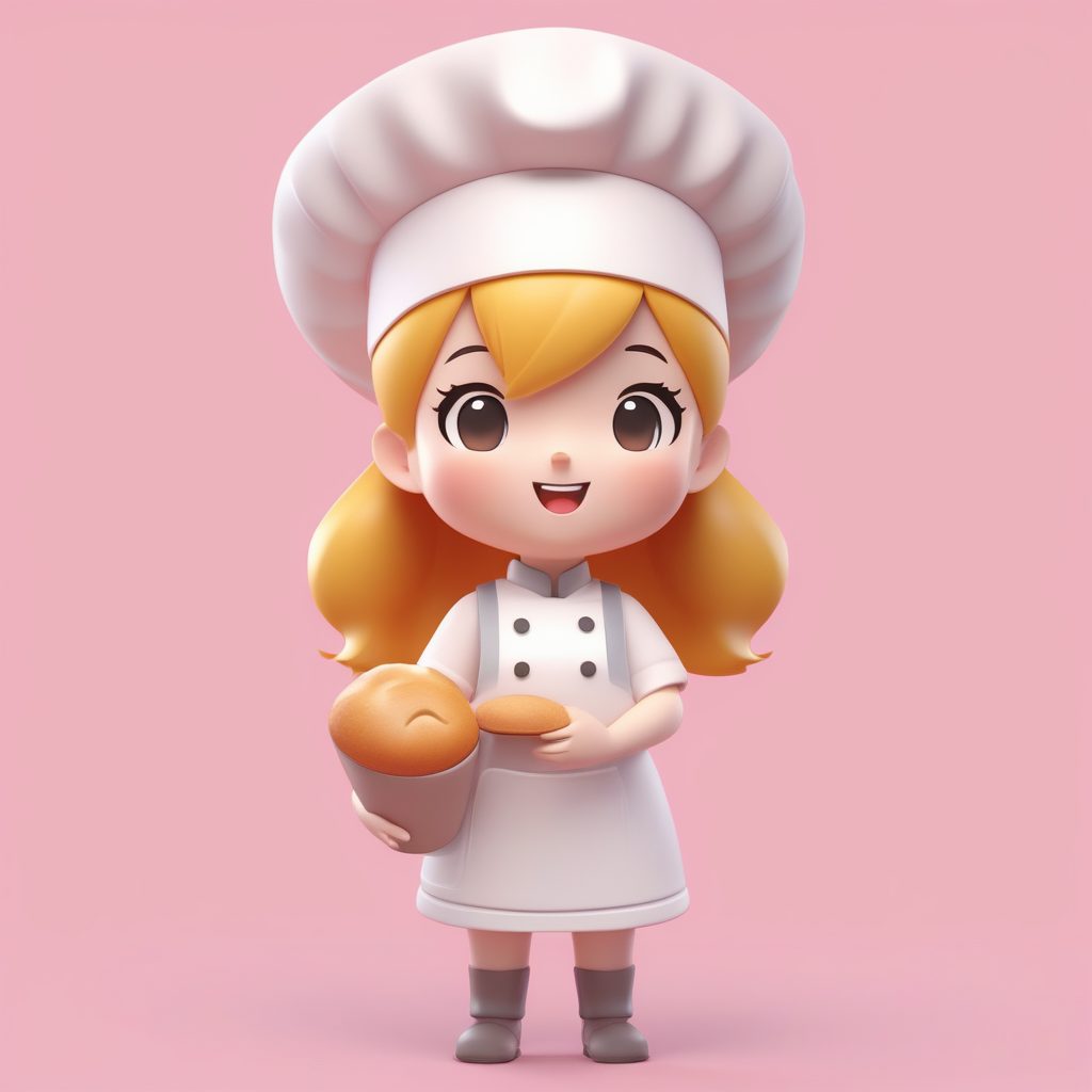 极简盲盒风Q版烘焙女孩 3D渲染AI绘画提示词