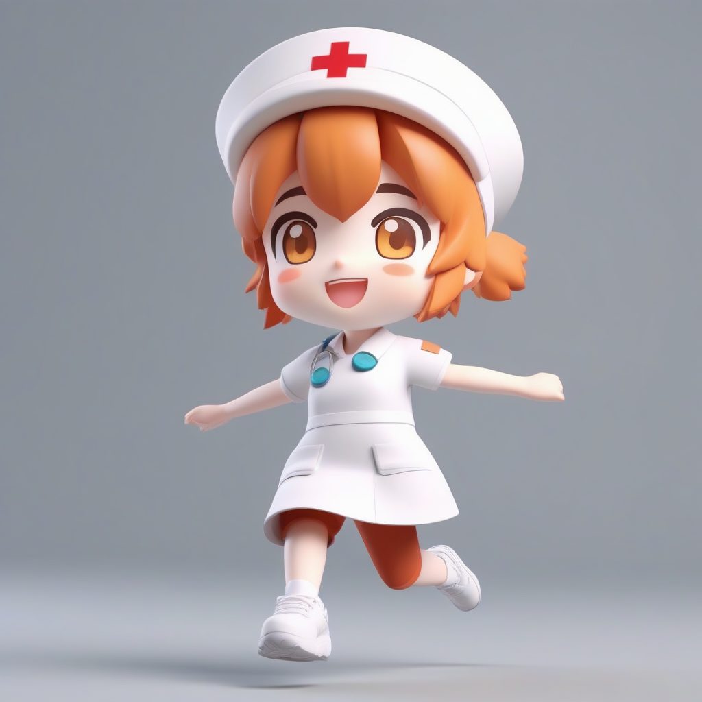 极简盲盒：Q版护士跳跃姿势，动态活力特写