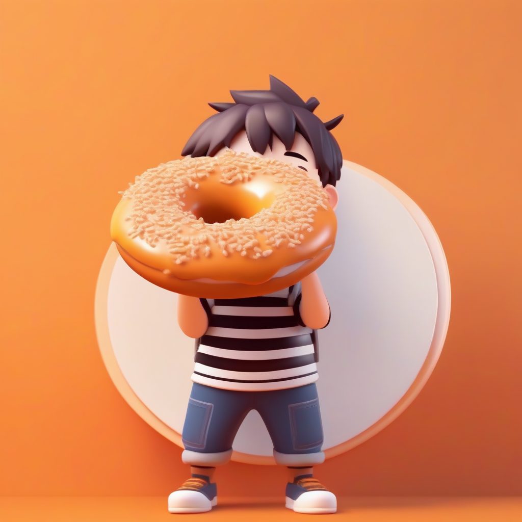 极简美食家Q版小男孩：C4D粘土质感全身渲染，饱和色彩AI提示词