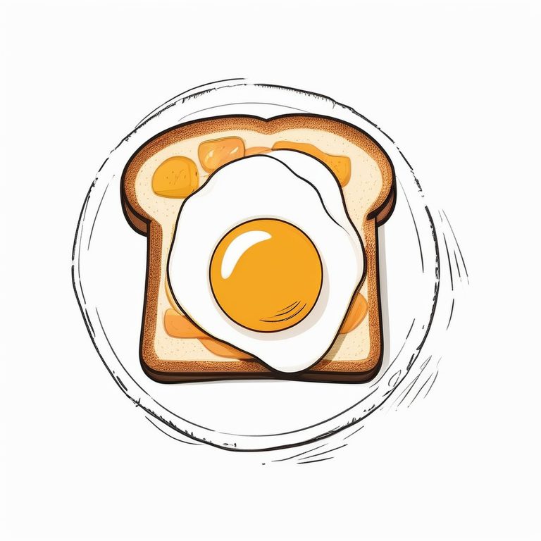 极简美食手绘插画:早餐吐司