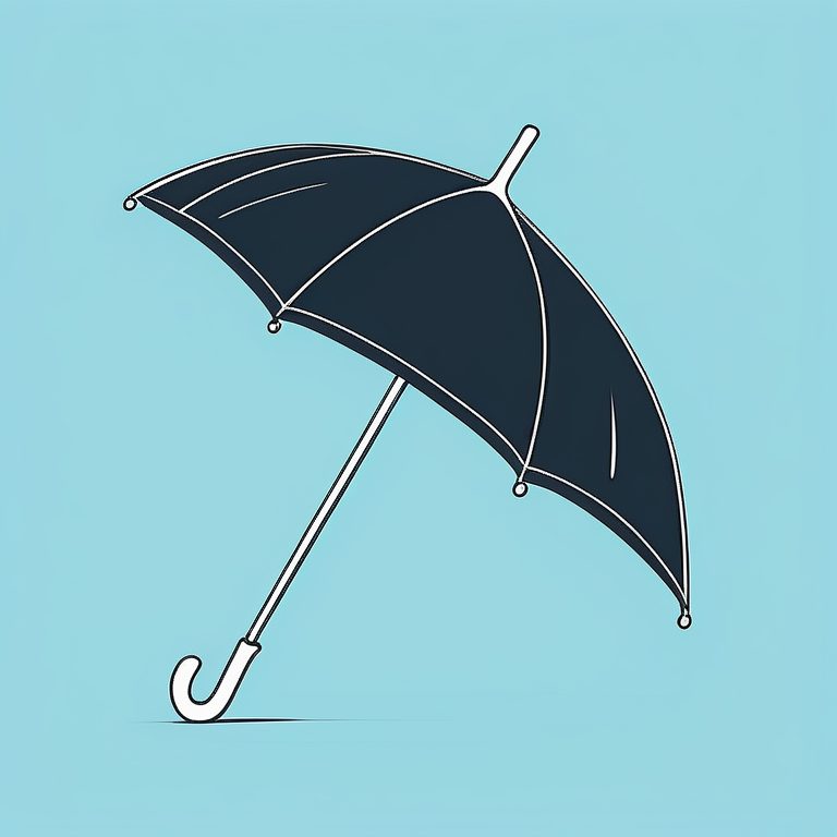 极简明快手绘风格雨伞