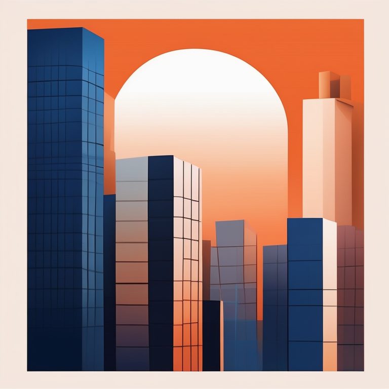 极简暮色都市建筑概念