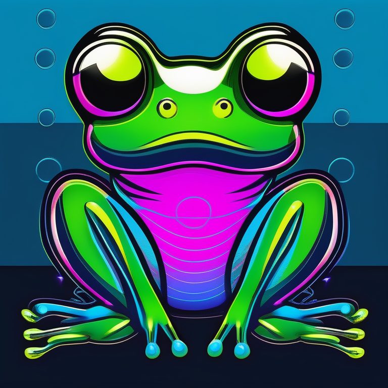 极简霓虹涂鸦风下的一只青蛙