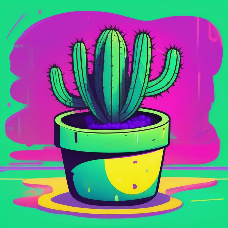 极简霓虹涂鸦风仙人掌