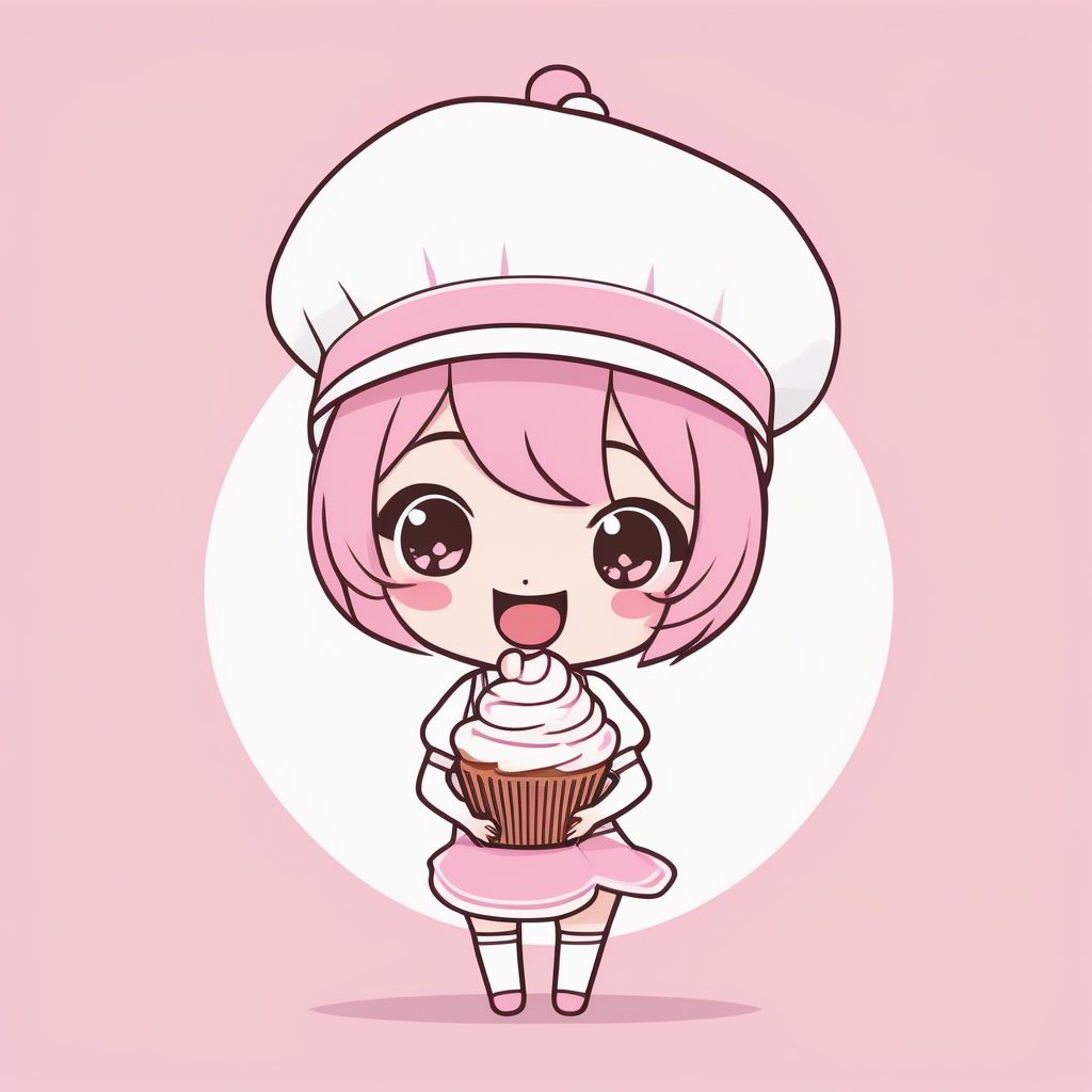 极简平面风格:元气Q版烘焙师女孩AI绘画提示词与技巧 19 极简平面风格:元气Q版烘焙师女孩AI绘画提示词与技巧
