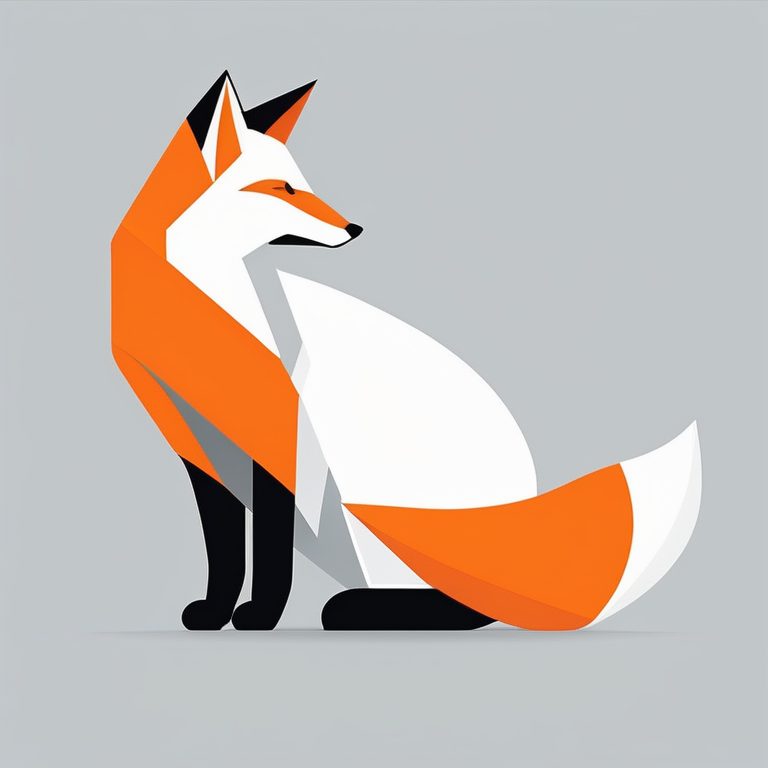 极简平面设计风格·单只橙色狐狸
