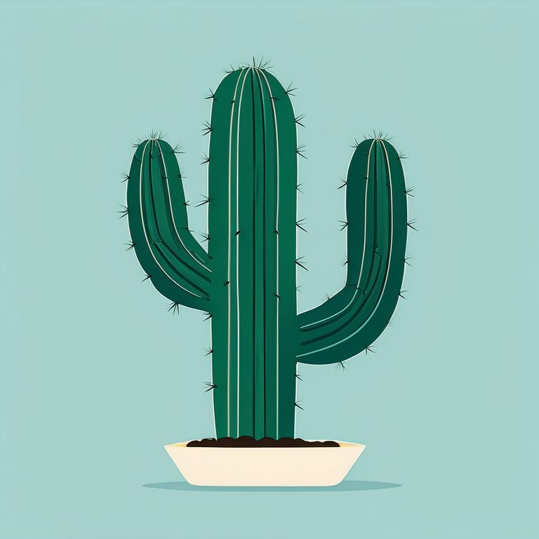 极简平面设计风格的仙人掌插画