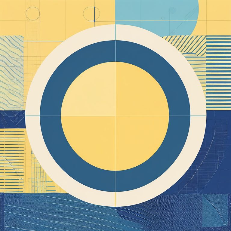 极简平面设计:蓝色几何圆形