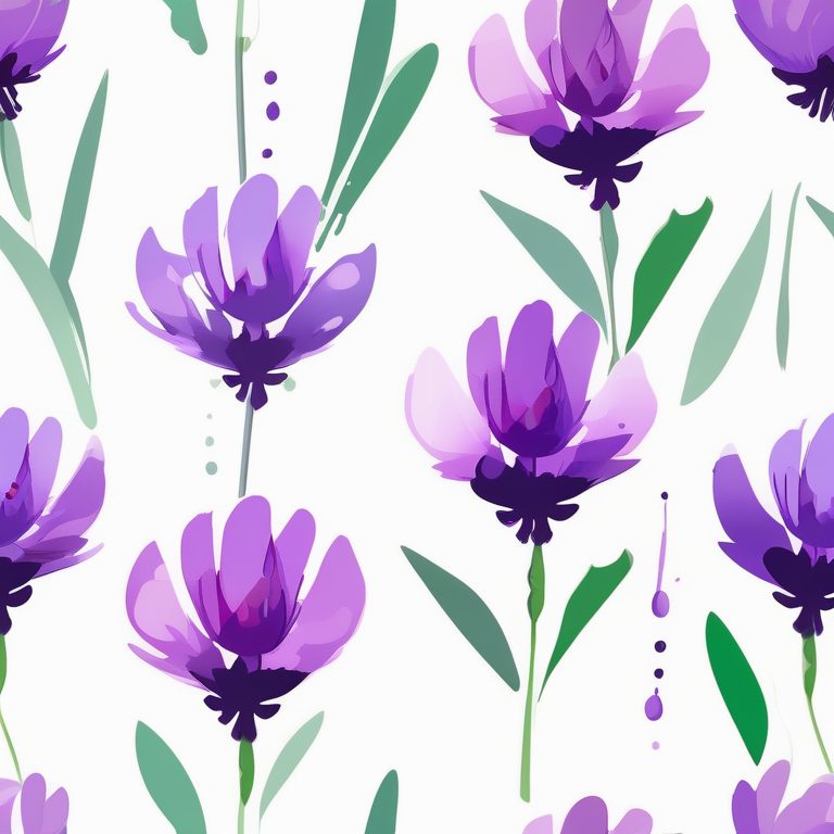 极简泼溅色彩风格,一朵紫色薰衣草,干净白背景,宁静治愈