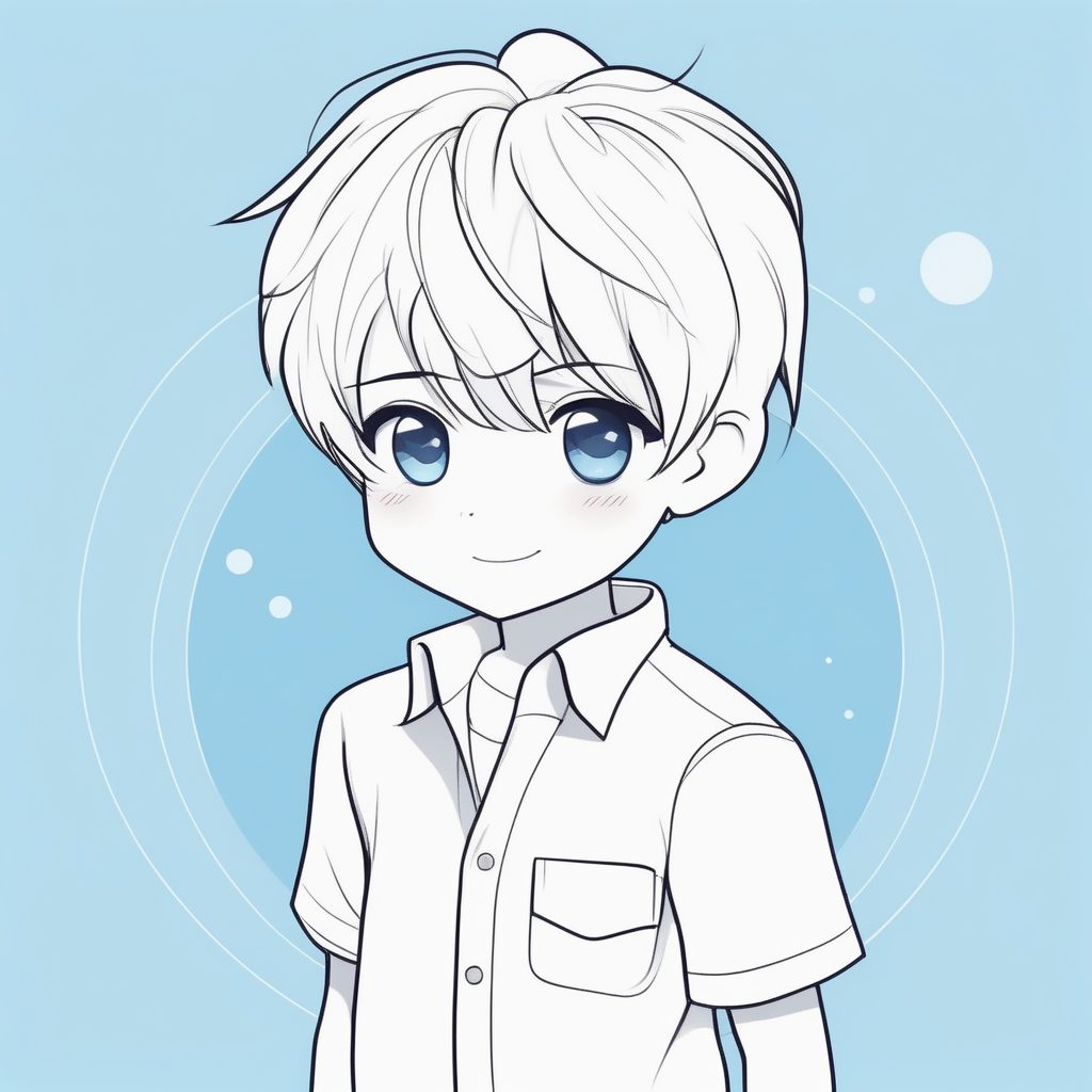 极简Q版白衬衫男孩全身动漫形象