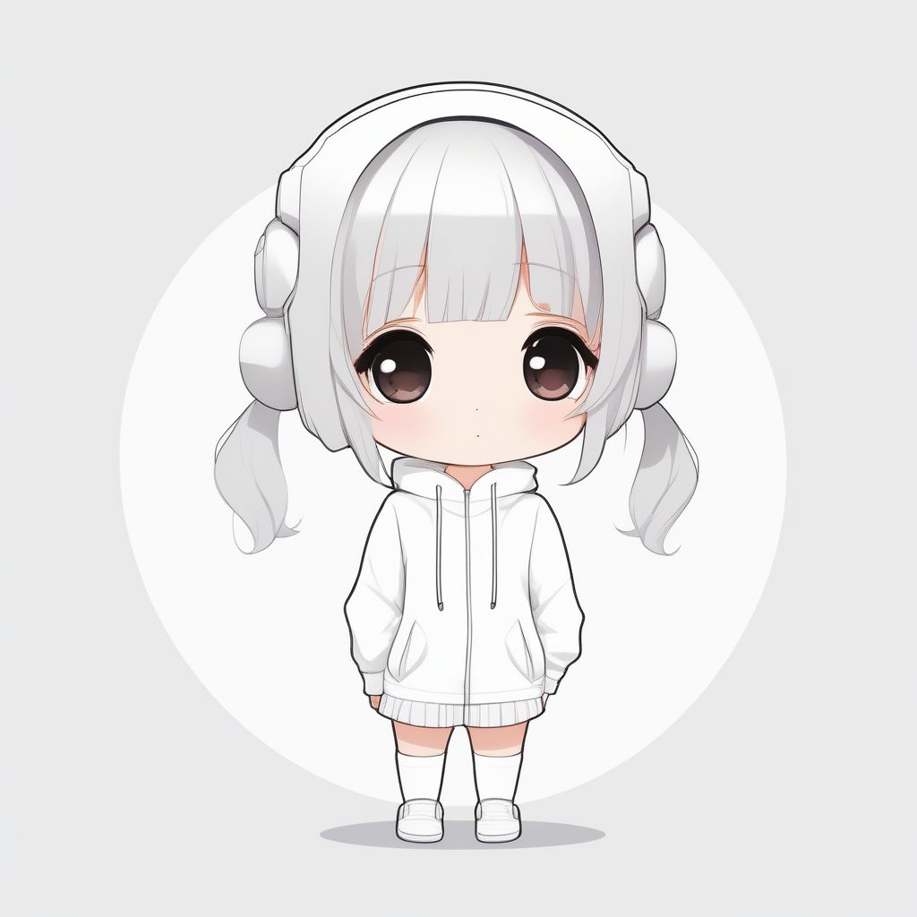 极简Q版白衣天真动漫少女