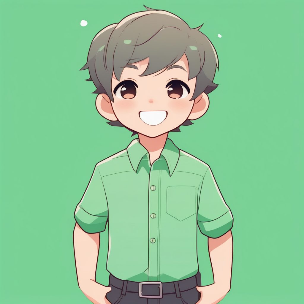 极简Q版薄荷绿衬衫男孩清新形象