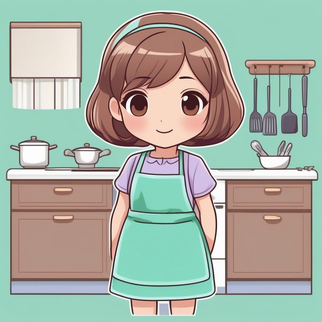 极简Q版淡紫色围裙少女清新家居