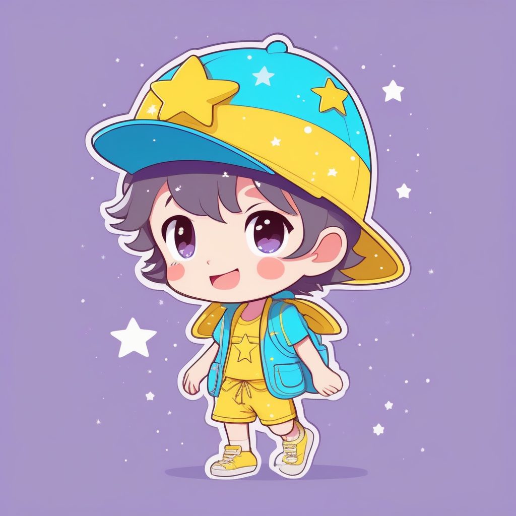 极简Q版动漫风星星帽小男孩