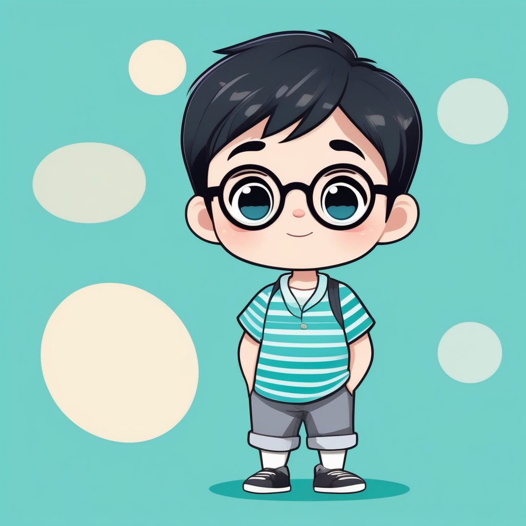 极简Q版动漫风眼镜男孩