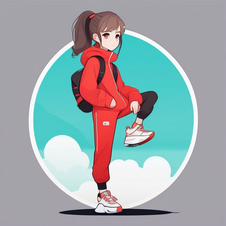 极简Q版动漫可爱运动少女全身图