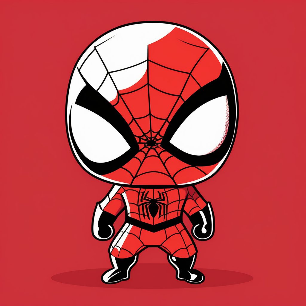 极简Q版动漫迈尔斯蜘蛛侠红色纯色背景
