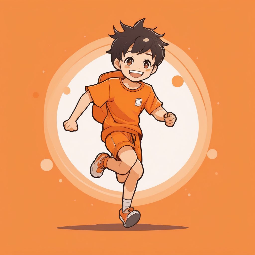 极简Q版动漫男孩橙色服饰活力造型