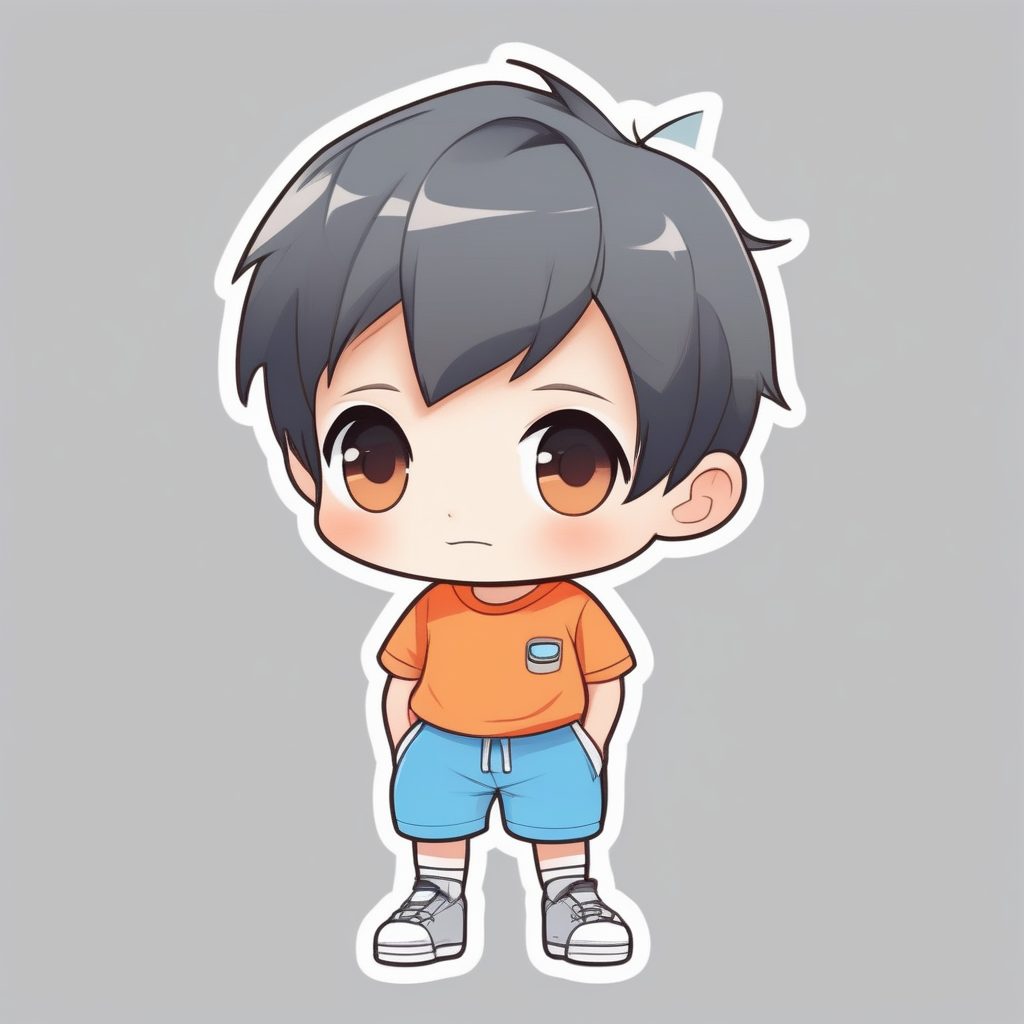 极简Q版动漫男孩橙色T恤