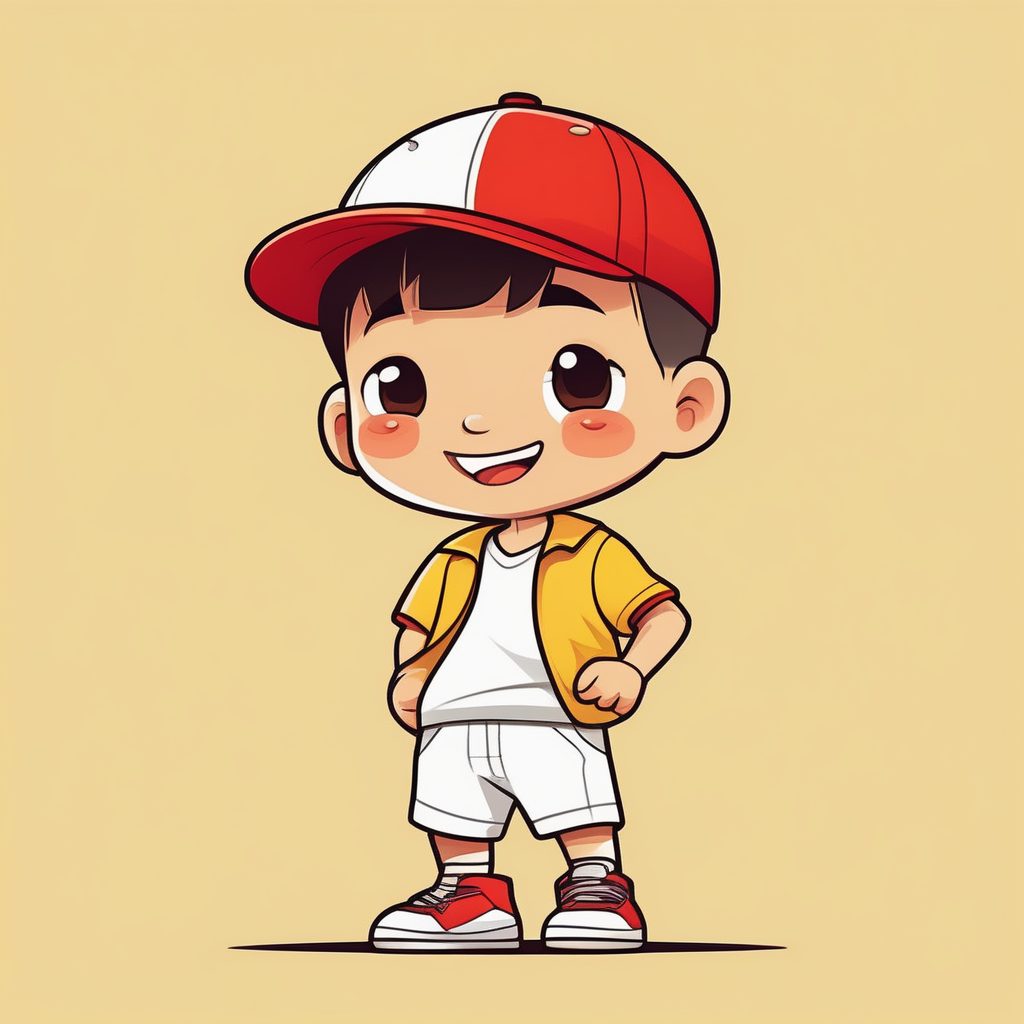 极简Q版动漫男孩红色棒球帽