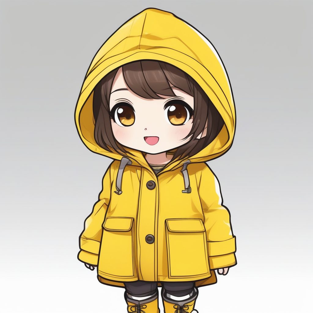 极简Q版动漫女孩-黄色雨衣