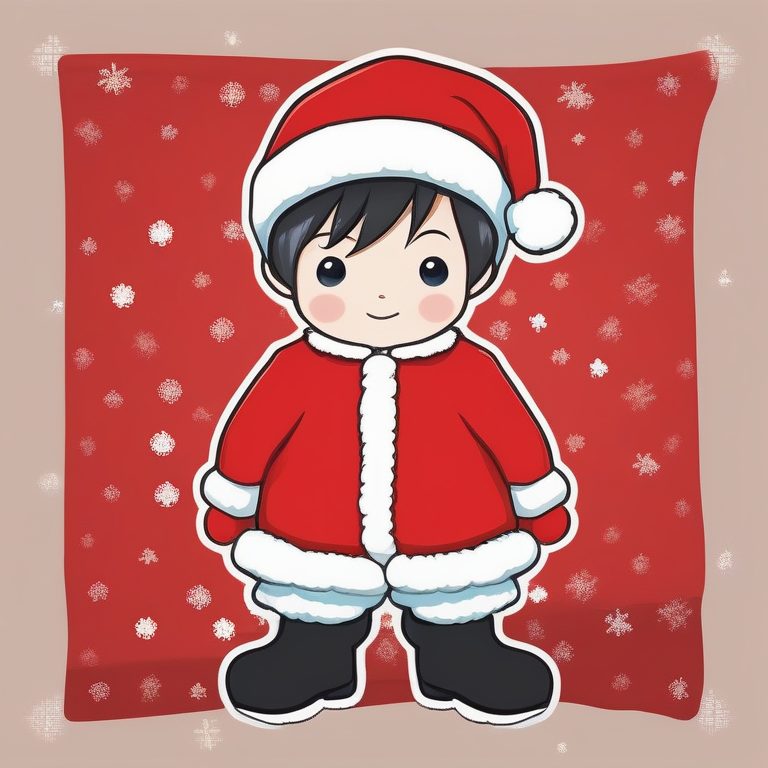 极简Q版动漫全身圣诞男孩圣诞袜主题