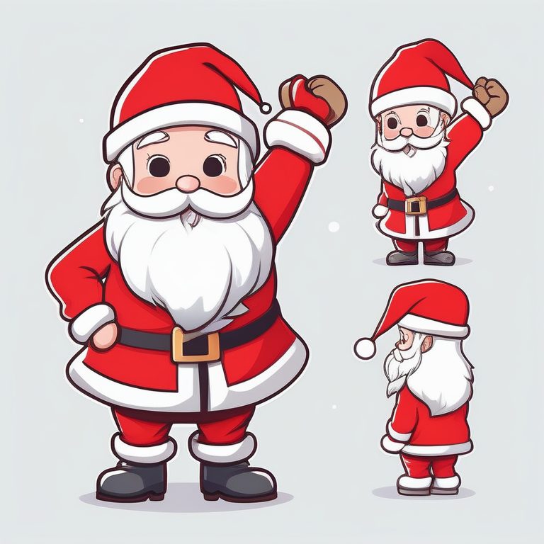 极简Q版动漫圣诞老人全身像·白色背景