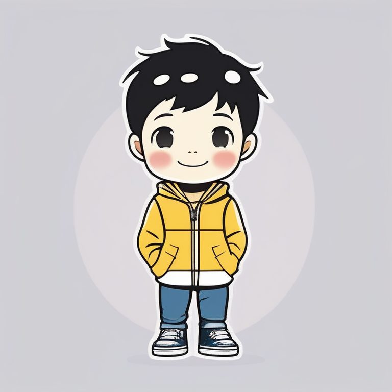 极简Q版动漫圆脸卡哇伊男孩笑脸形象