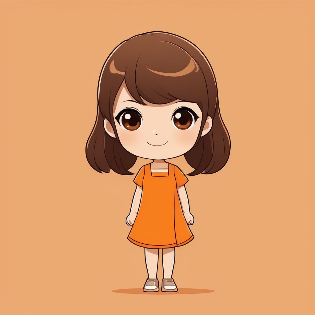 极简Q版短发橙衣动漫女孩