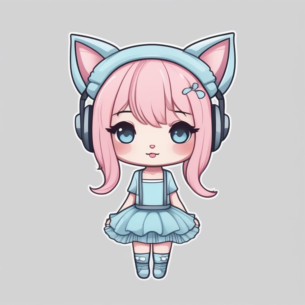 极简Q版粉发猫耳少女可爱风