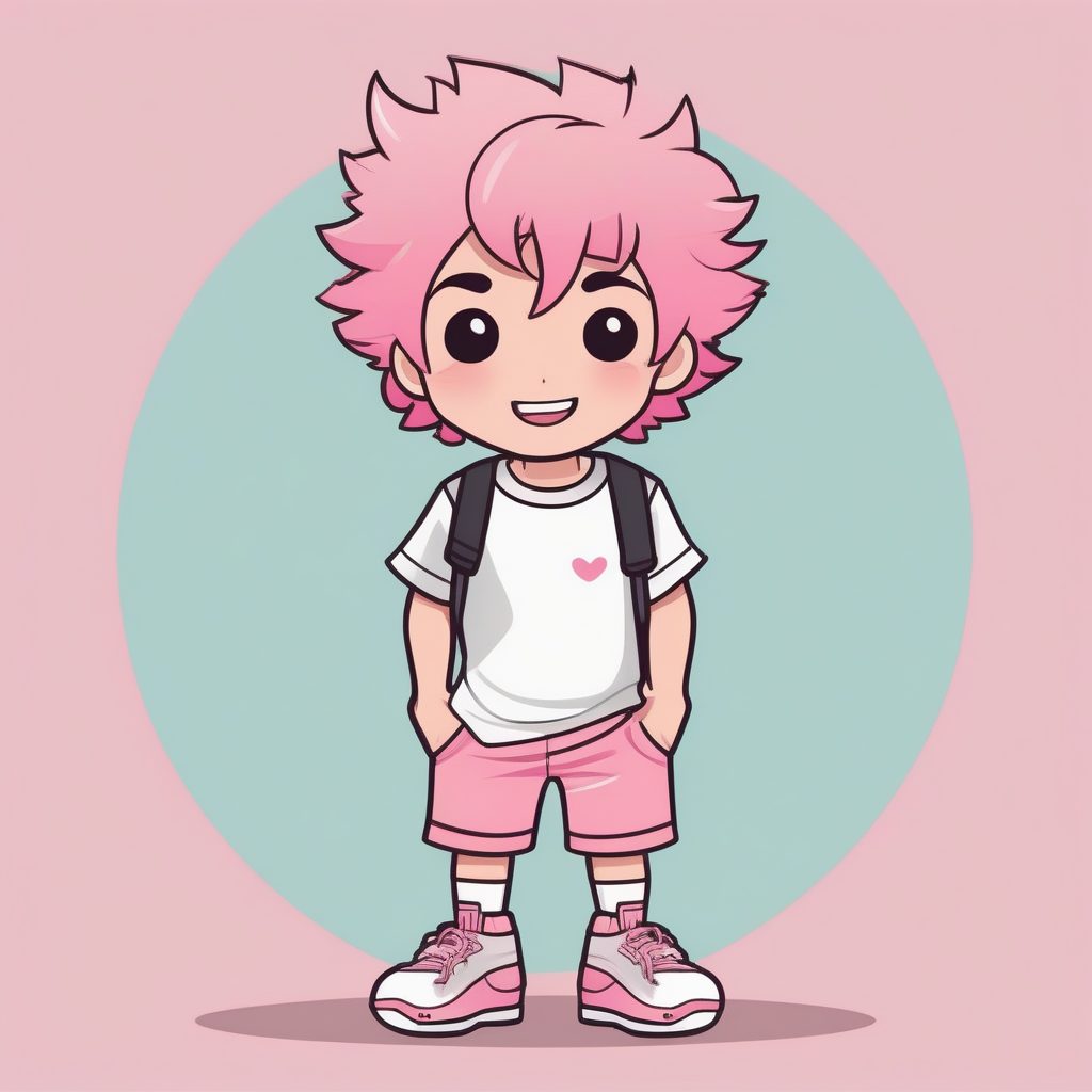 极简Q版粉红发男孩樱花系