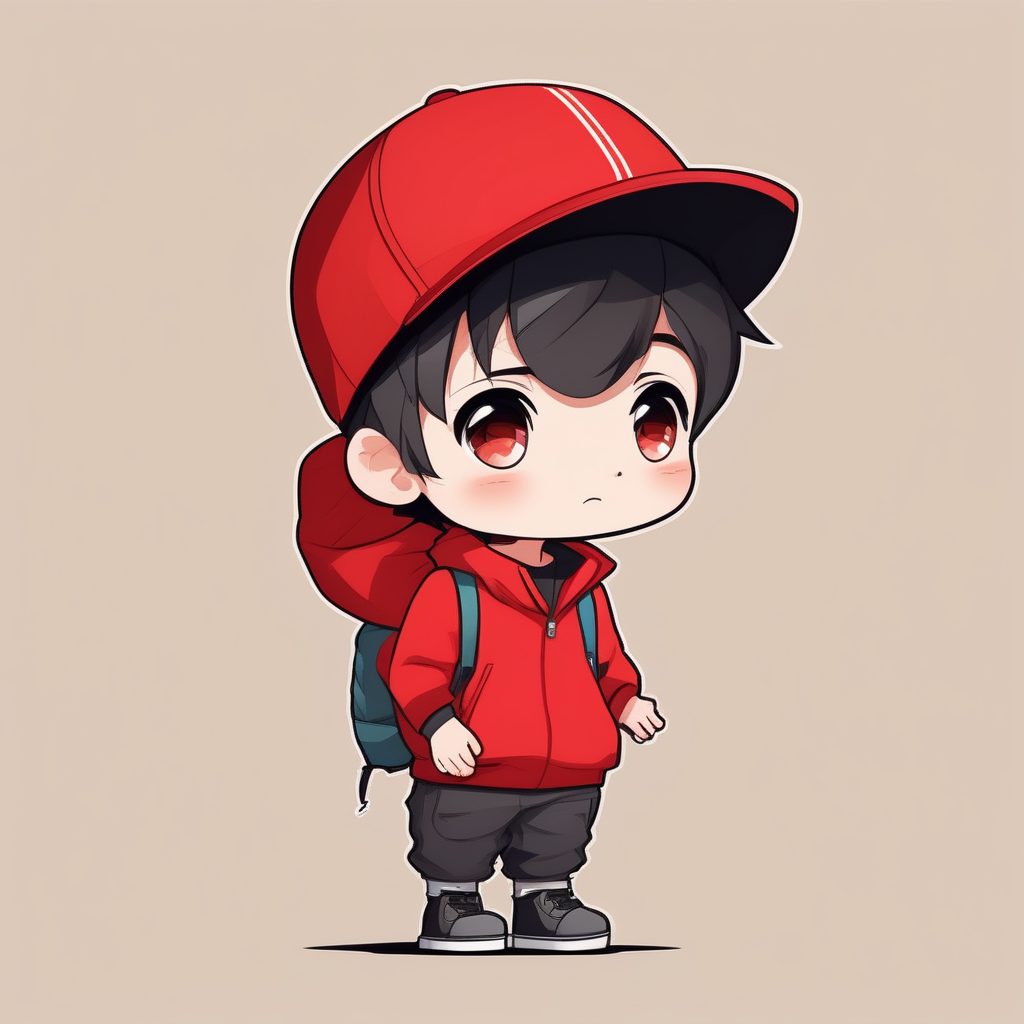极简Q版红色帽子动漫男孩